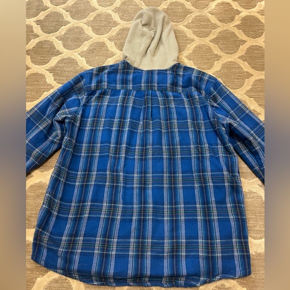 L.L. Bean Blue Hooded Fleece Flannel Youth Extra Large - Picture 4 of 7